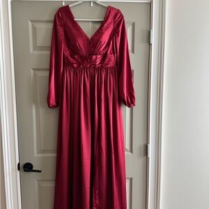 Elegant Red Satin Evening Gown